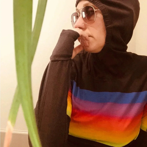 FREE PEOPLE huddle rainbow colors hoodie - Picture 2 of 11